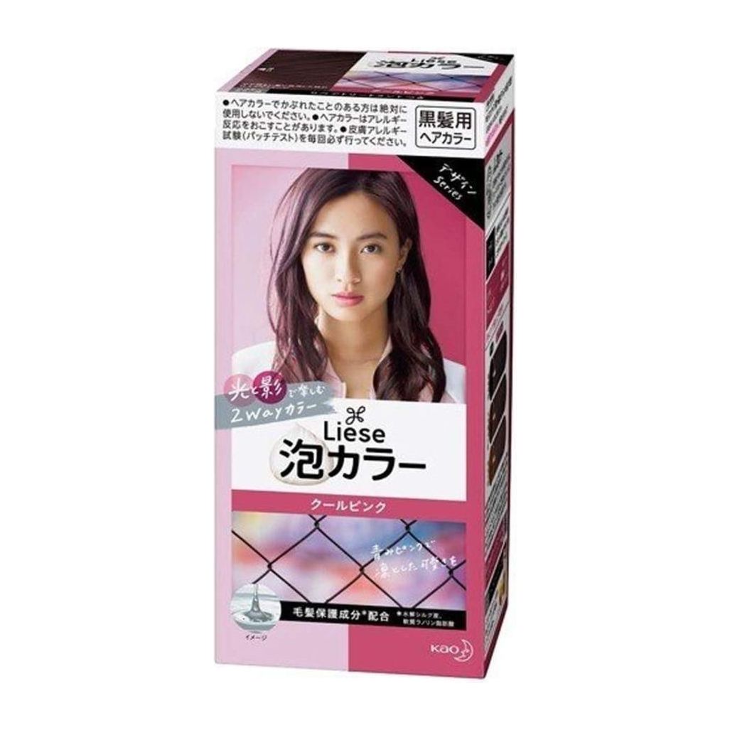 [6-PACK] Kao Japan Liese Black Hair with Foam Hair Dye 108ml (11 Colors Available) Cold Pink