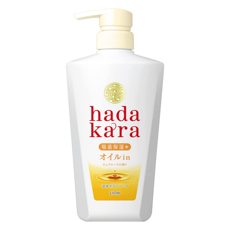 [6-PACK] Lion Japan Hadakara Body Soap Body Wash Smooth Feel Type 480ml (2 Scent Available ) Pure Rose