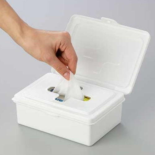 [6-PACK] INOMATA Japan Wet Wipes Storage Box White L 17*12.9*6.6cm