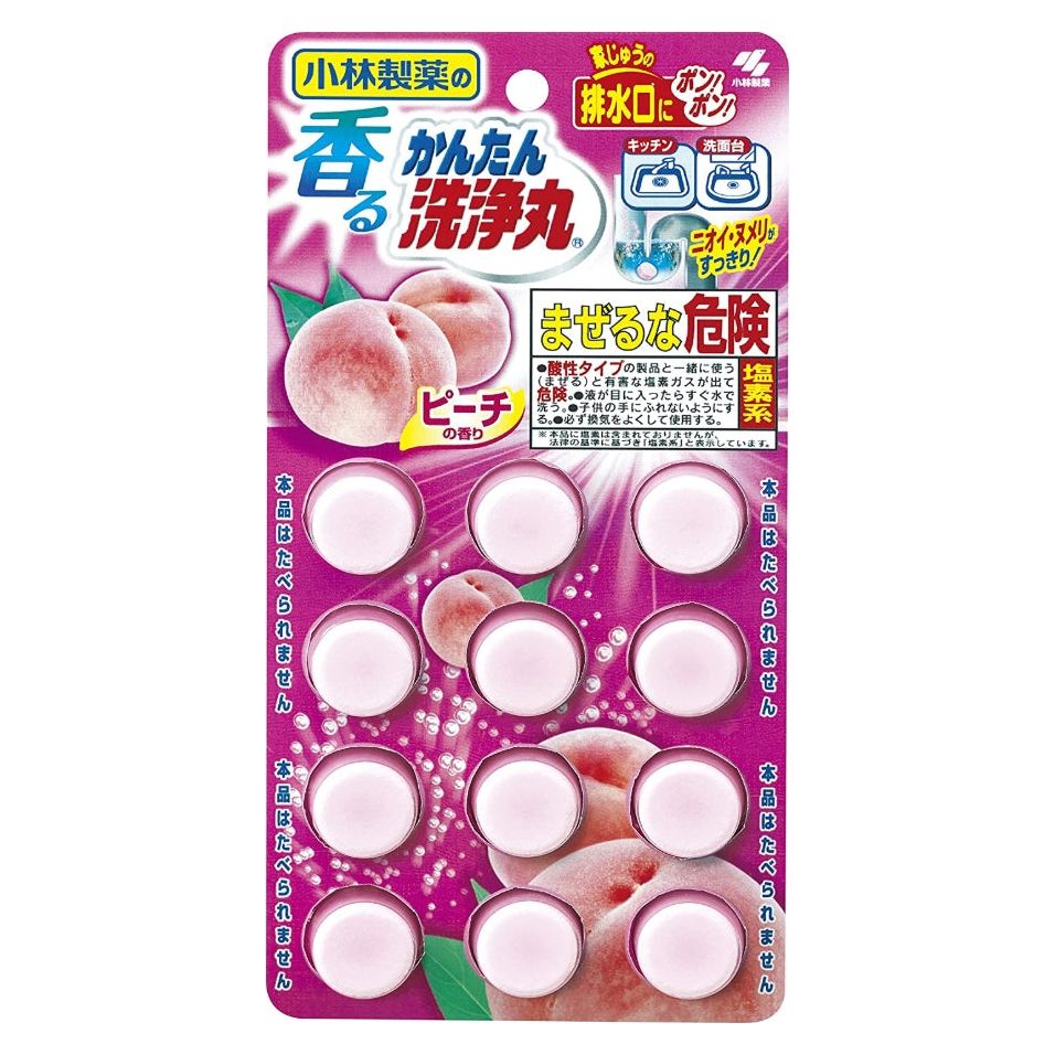 [6-PACK] KOBAYASHI Japan Drain Cleaning Tablet 12tablets Peach Scent