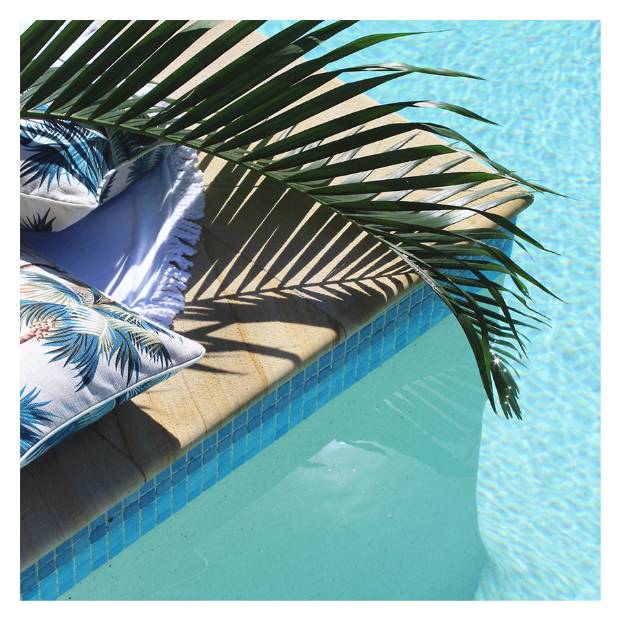 Cushion Cover-With Piping-Palm Trees White-60cm x 60cm