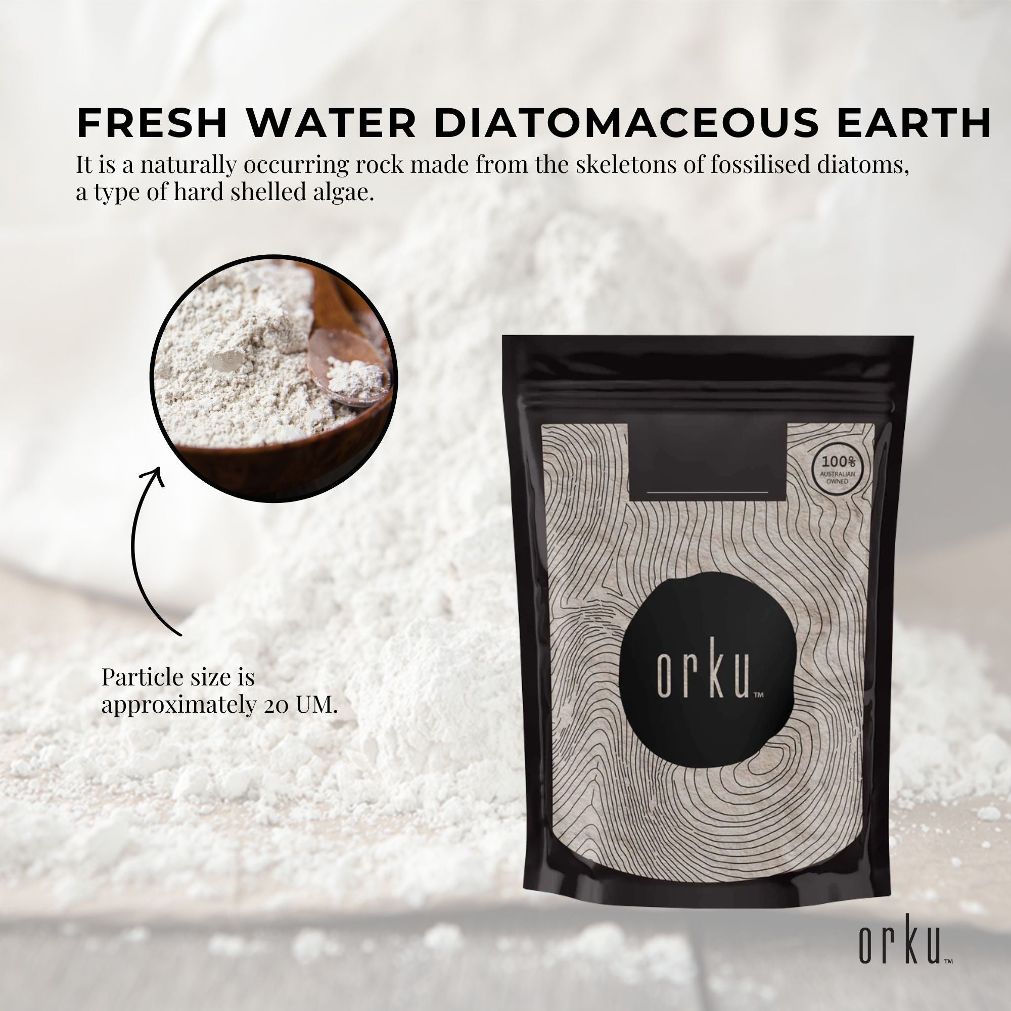 1Kg Organic Fine Diatomaceous Earth - Food Grade Fossil Shell Flour Powder