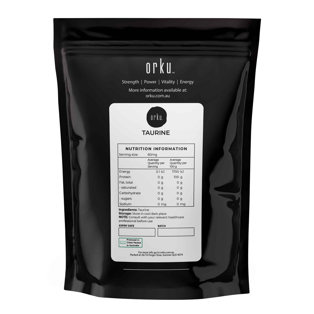 400g Taurine Powder - Pure Amino Acid Food Grade L-Taurine Vitamin Supplement