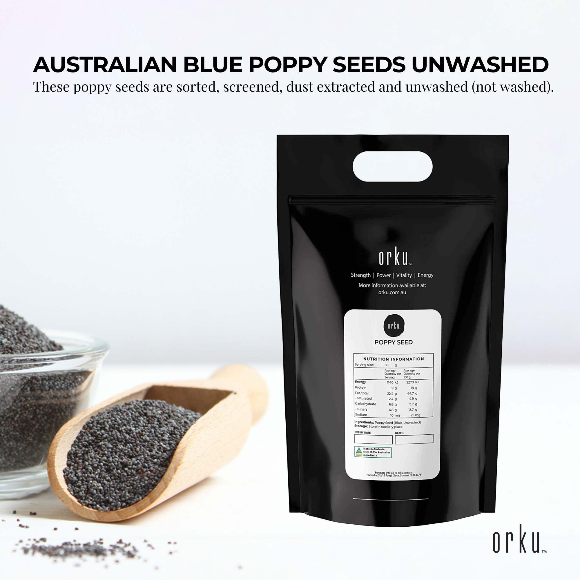 20Kg Poppy Seeds Pouch Blue Unwashed 100% Australian Food Baking Cooking Mineral