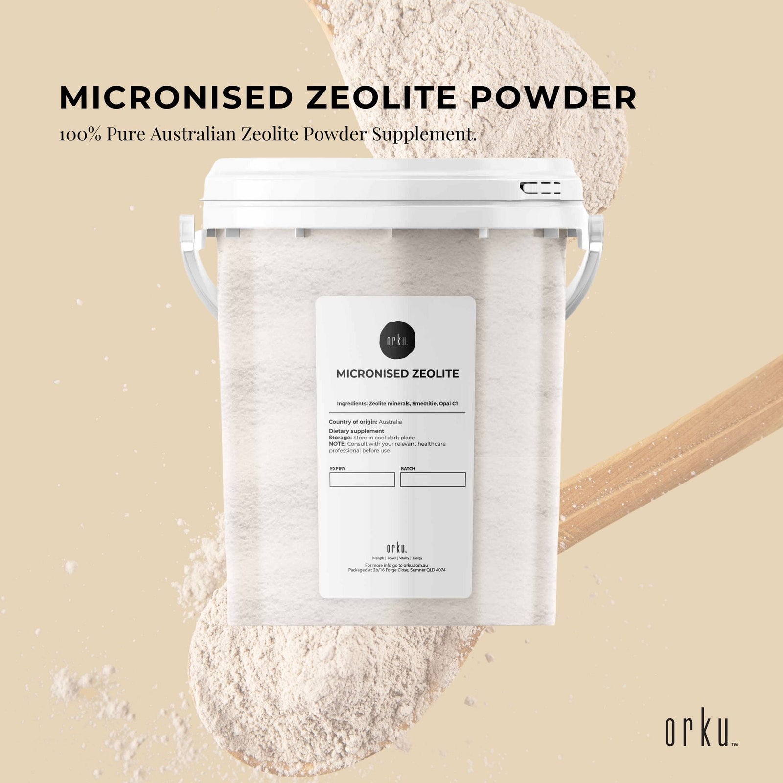 800g Pure Micronised Zeolite Powder Supplement Tub Micronized Volcamin