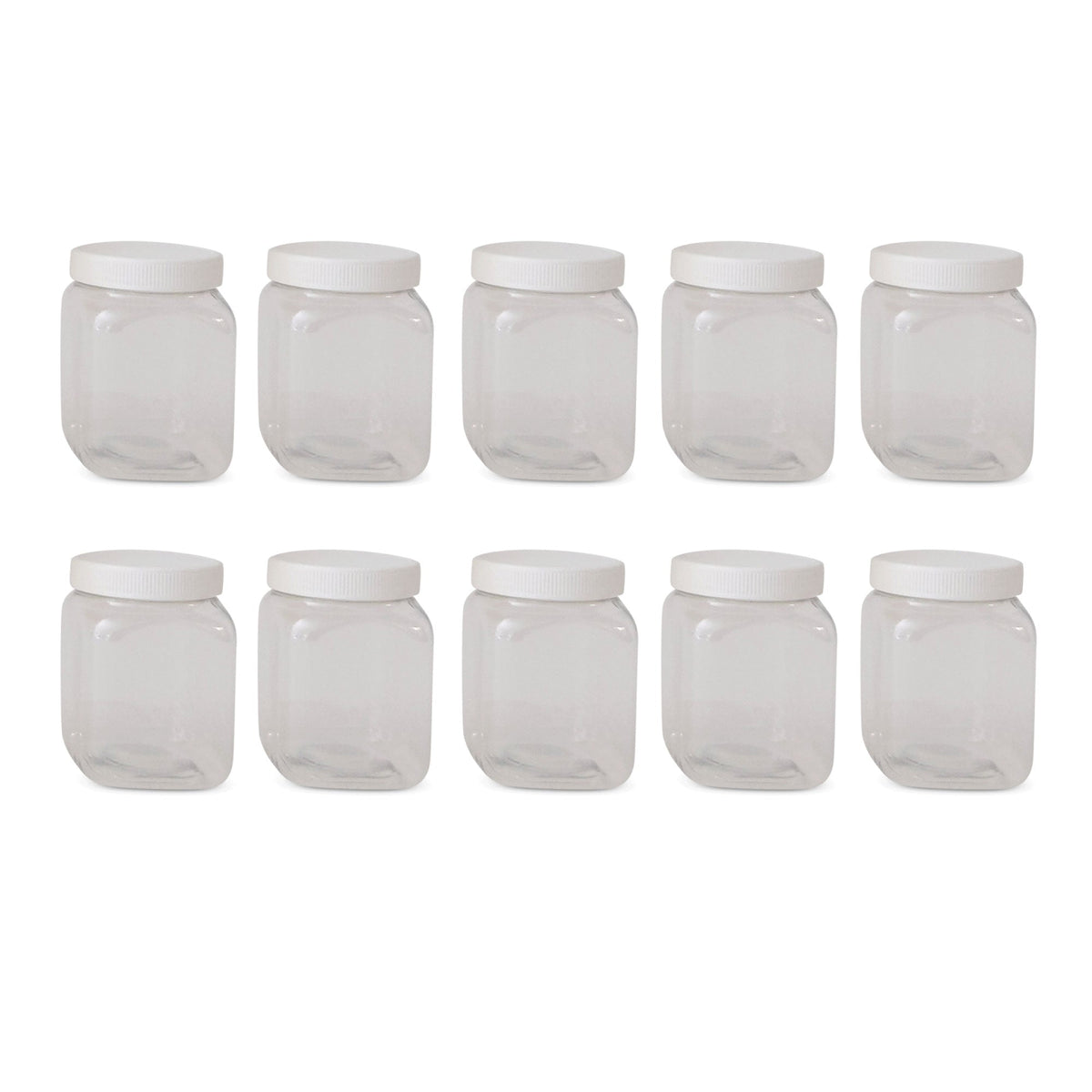 10x 250g Plastic Honey Jars + Lids - Square Clear Food Grade Packaging Containers