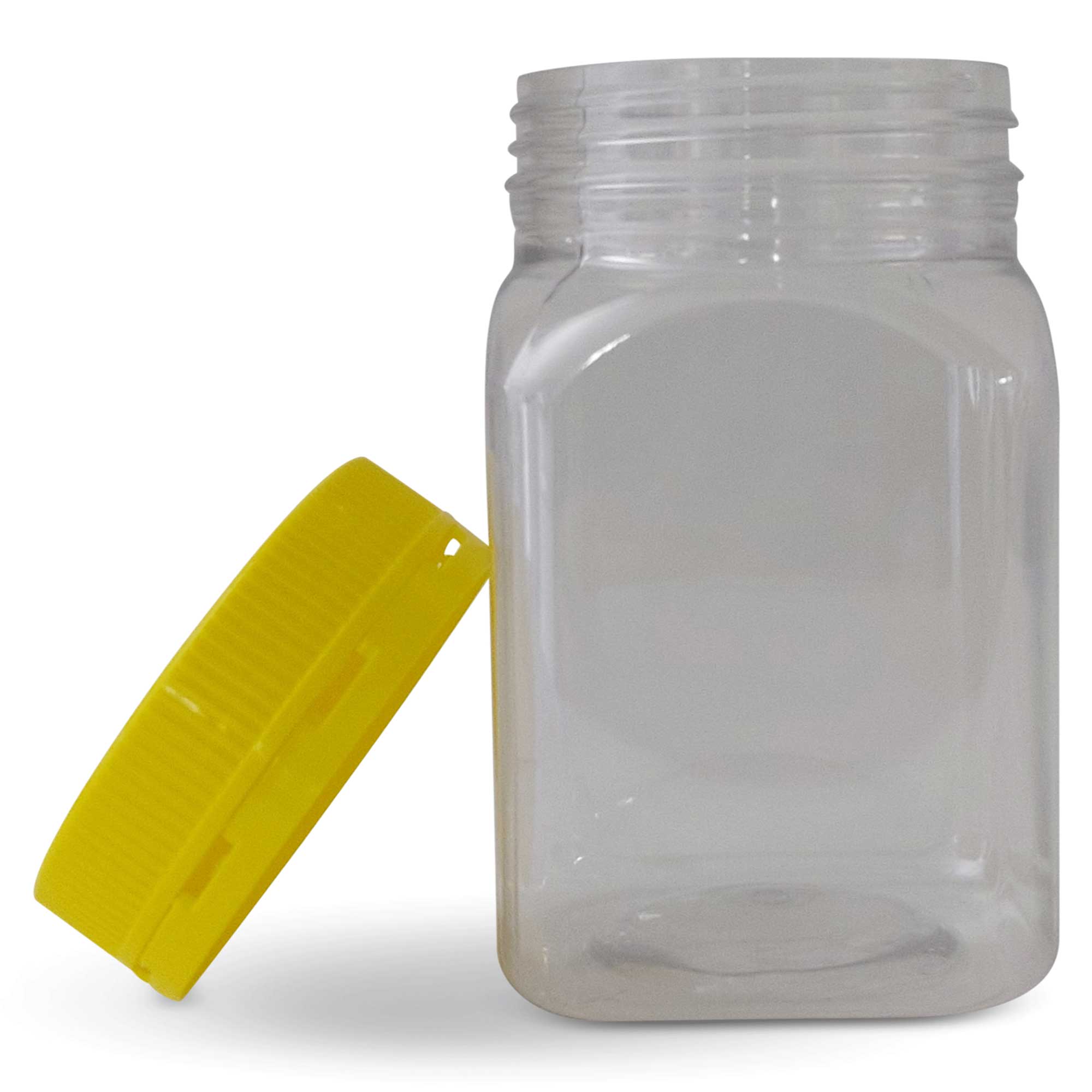 10x 500g Plastic Honey Jars + Lids - Square Clear Food Grade Packaging Containers