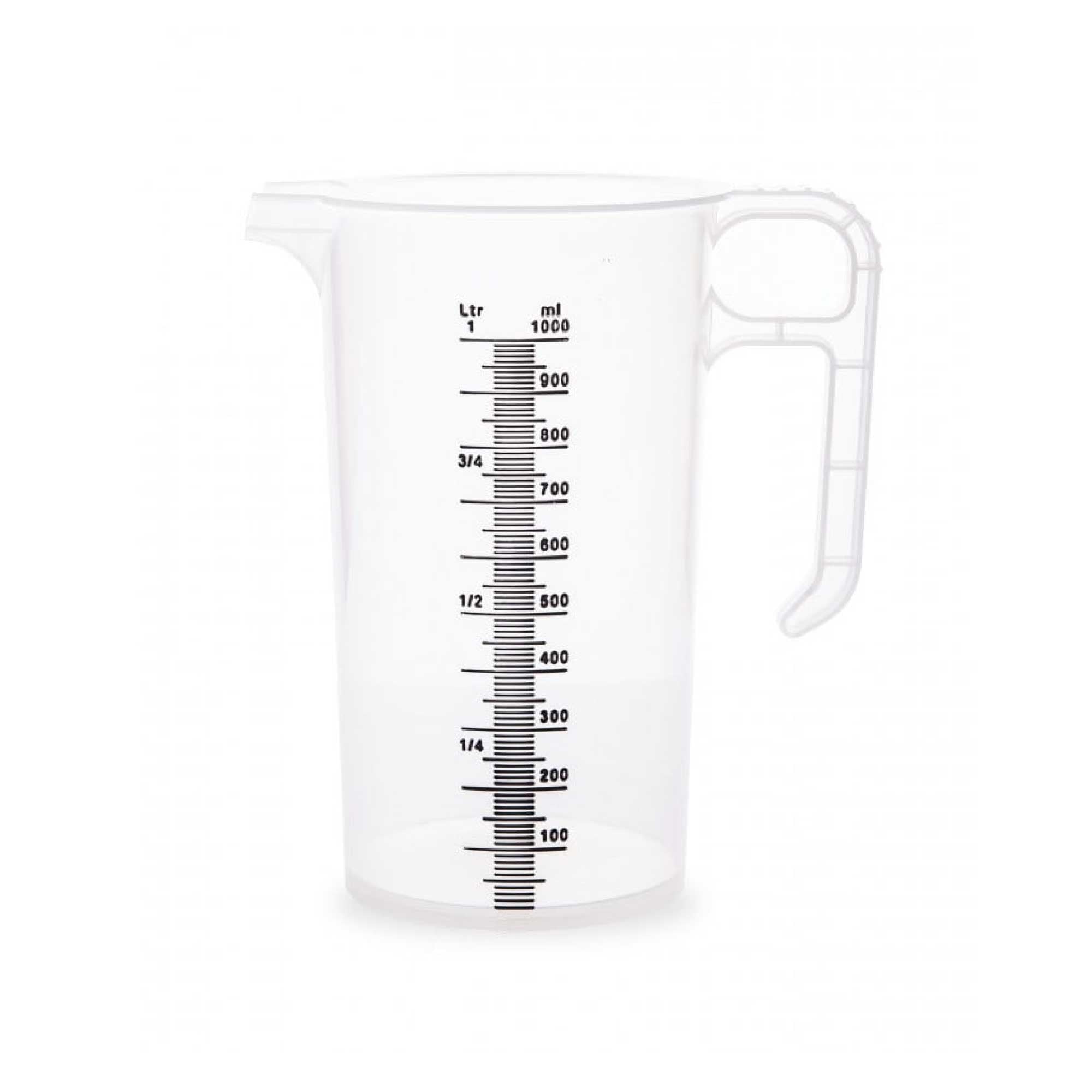 20x 1L Measuring Jug Heavy Duty Clear Plastic Propylene Food Grade BPA 5 Pro-Jug