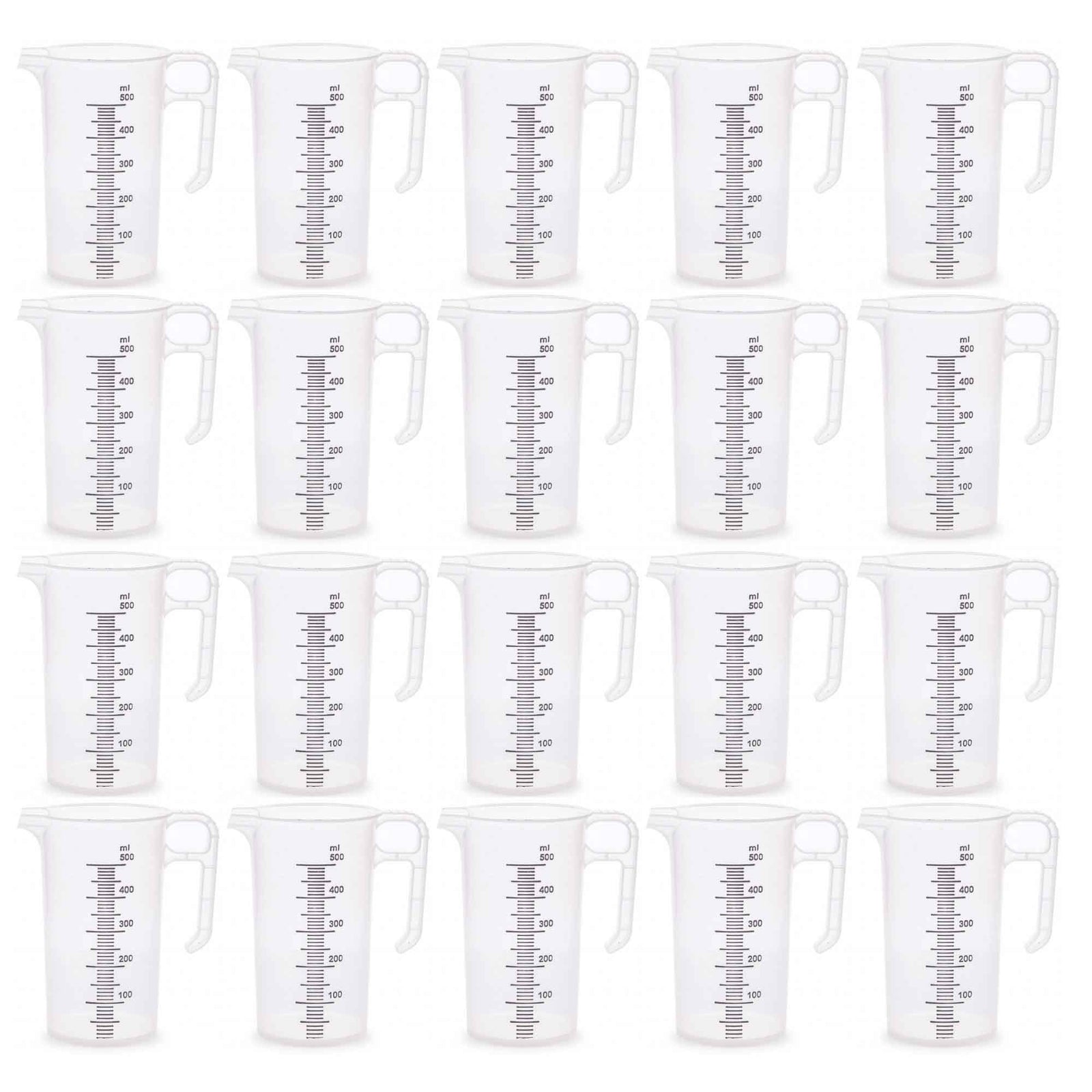 20x 500ml Measuring Jug Strong Clear Plastic Propylene BPA 5 Food Grade Pro-Jug