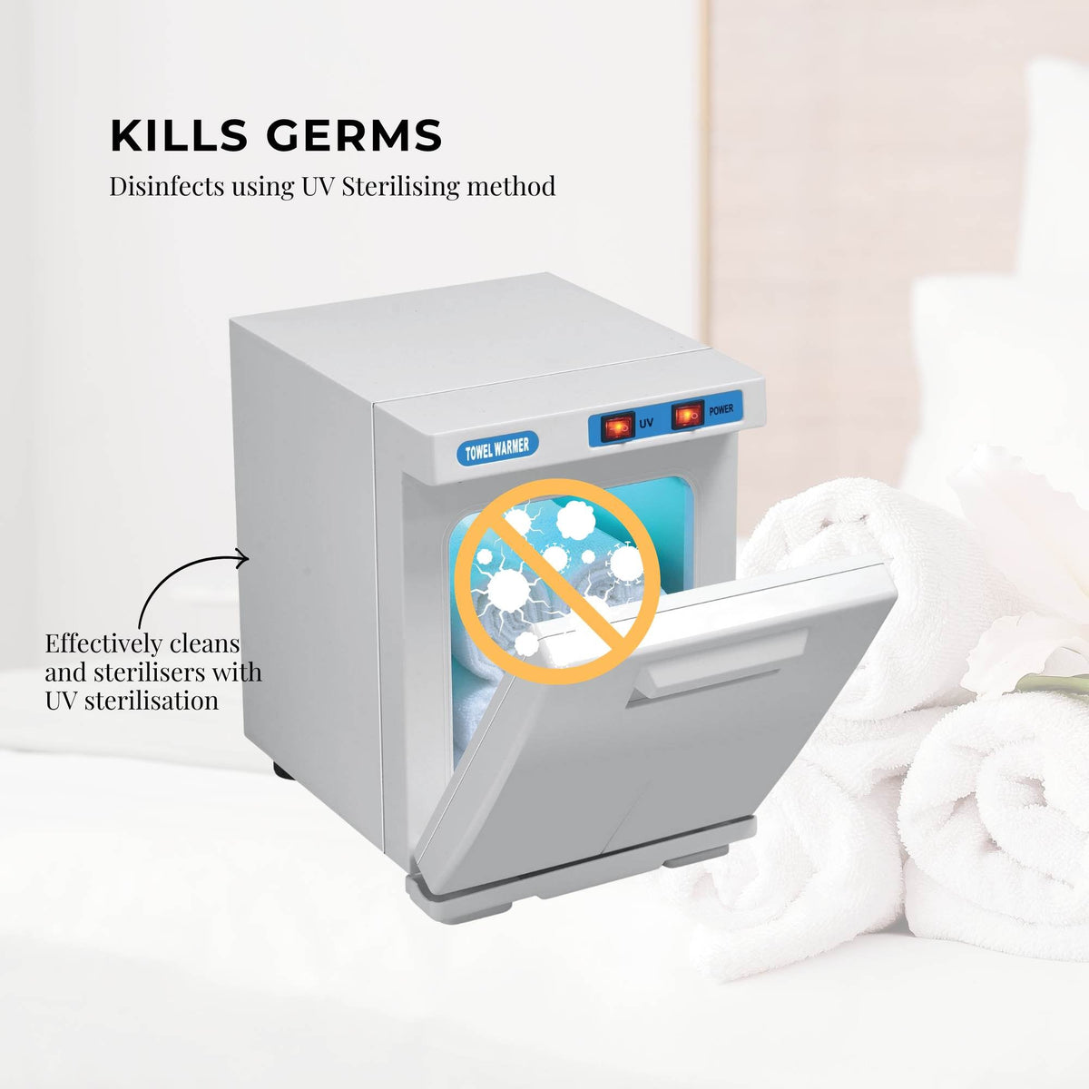 5L White Electric Towel Warmer Mini UV Steriliser Cabinet Hot Heater Sanitiser