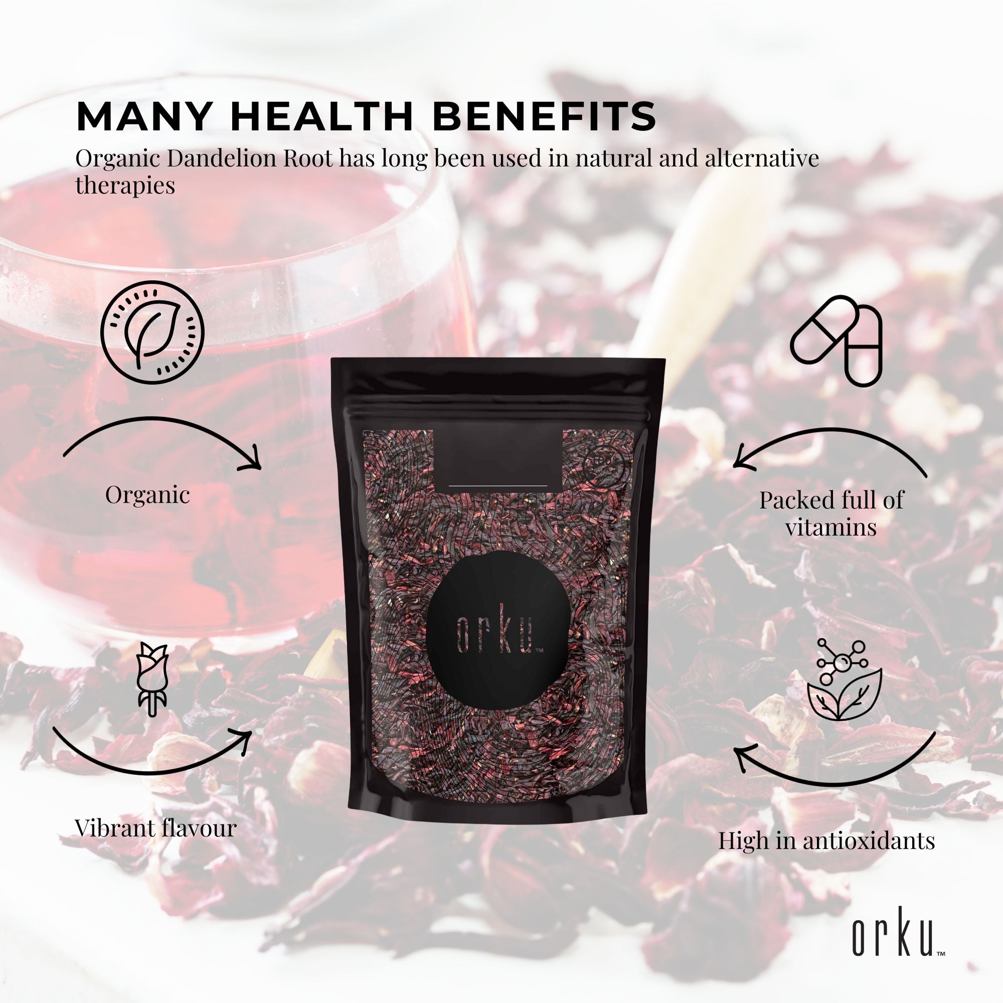 100g Organic Hibiscus Rosella Flower Crushed - Dried Herbal Tea Supplement