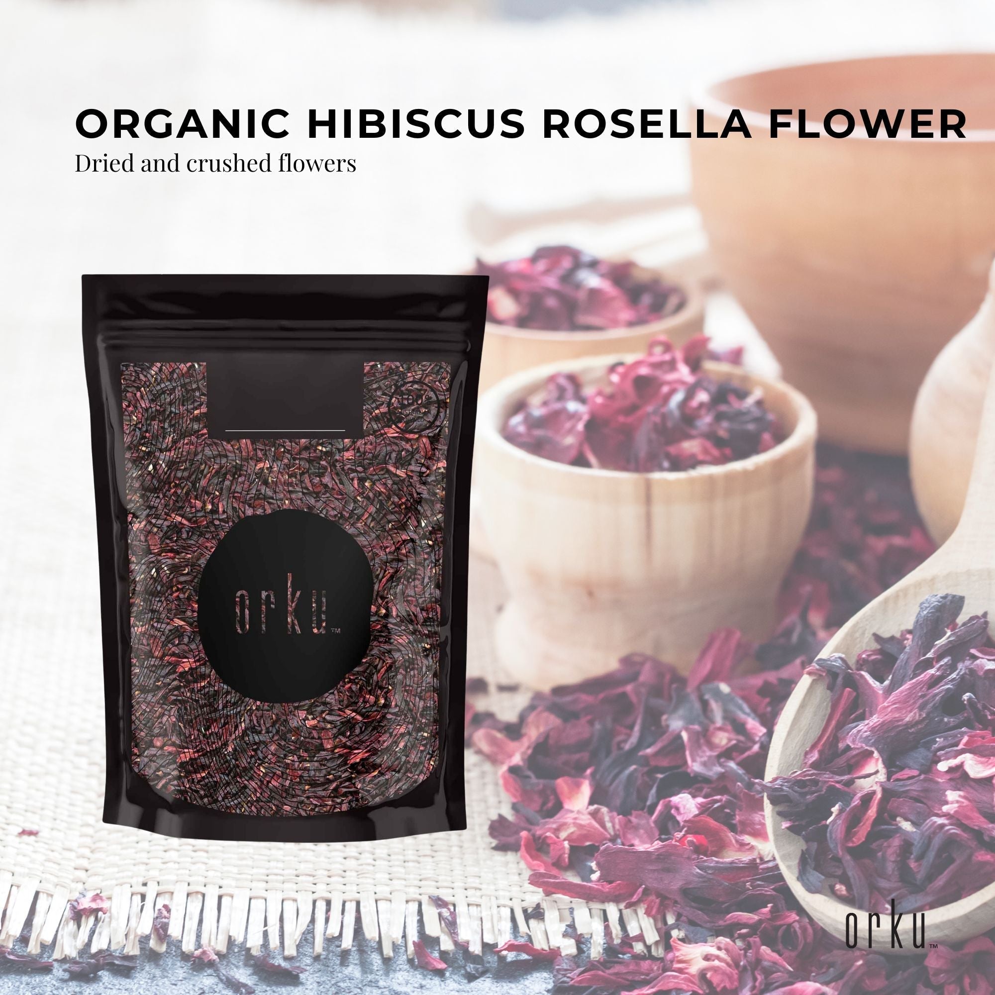 250g Organic Hibiscus Rosella Flower Crushed - Dried Herbal Tea Supplement