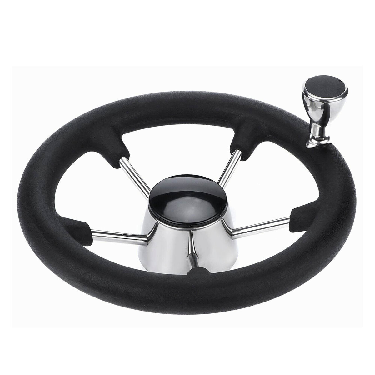 13.5&quot; Boat Steering Wheel With Grip Cover - Stainless Steel 3/4&quot; 5 Spoke With Knob