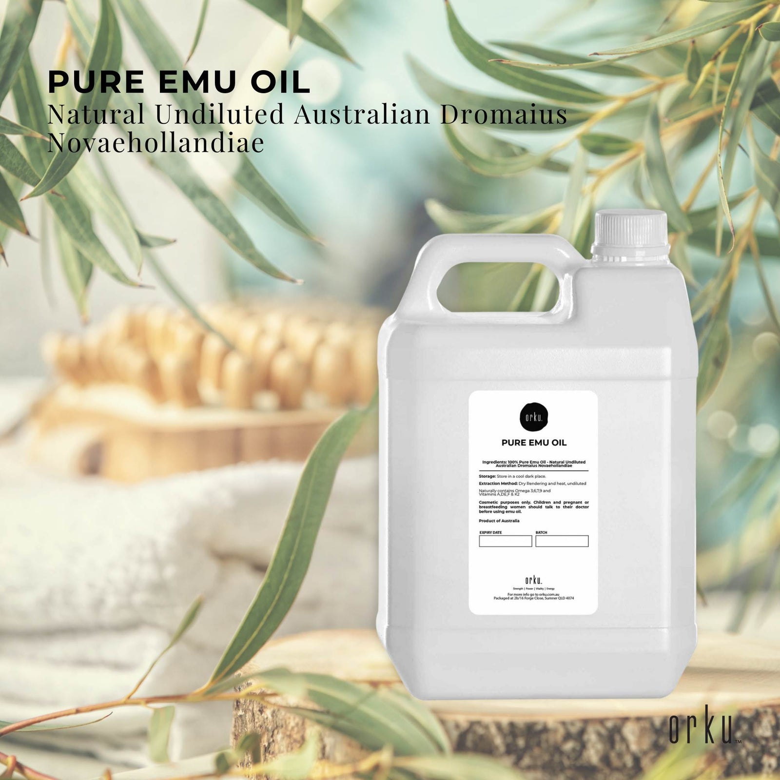 Orku 5L Pure Emu Oil - Natural Undiluted Australian Dromaius Novaehollandiae