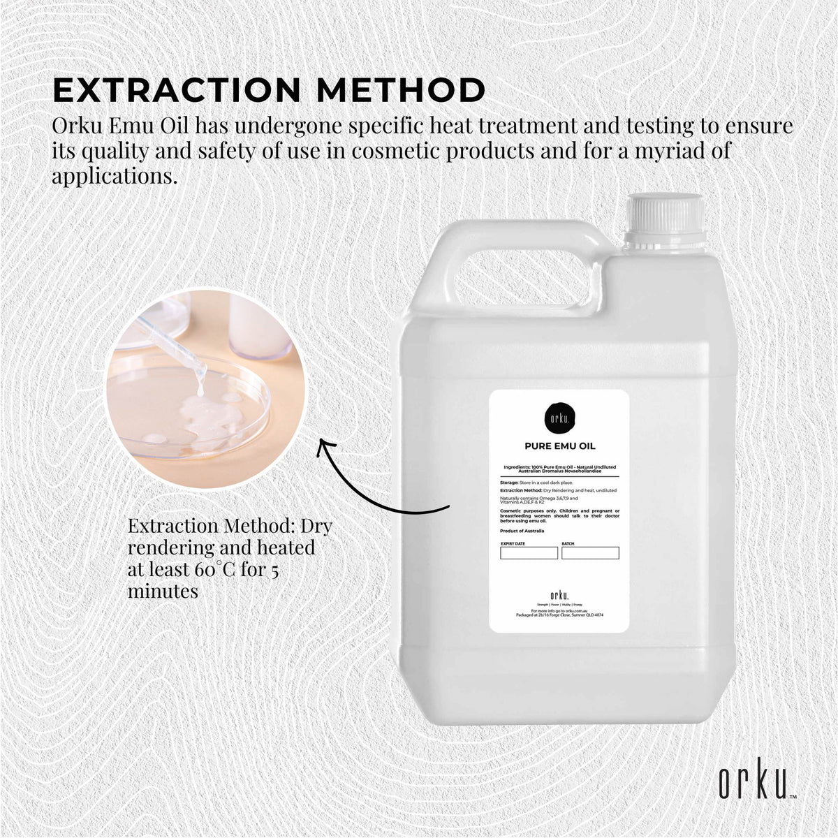 Orku 5L Pure Emu Oil - Natural Undiluted Australian Dromaius Novaehollandiae