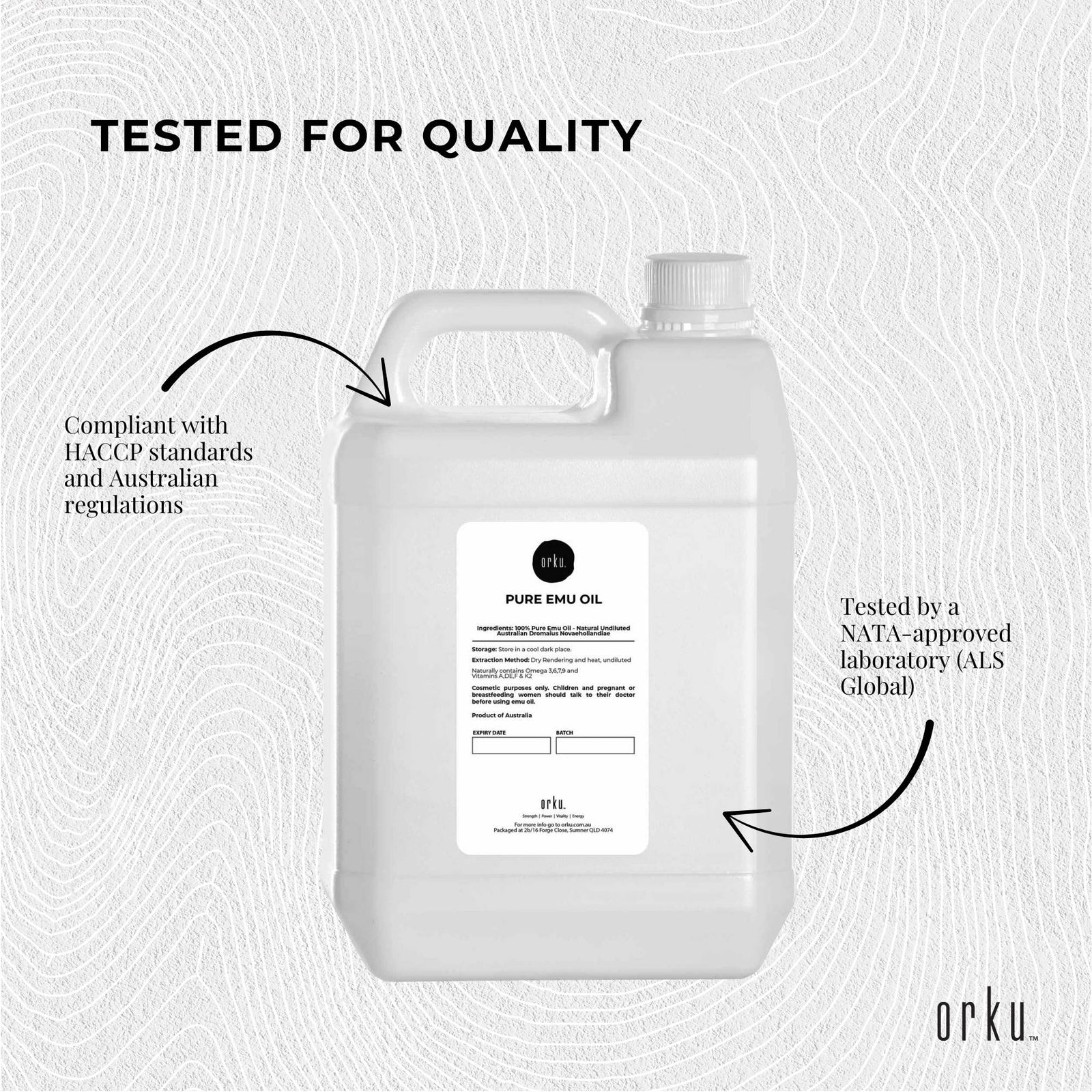 Orku 5L Pure Emu Oil - Natural Undiluted Australian Dromaius Novaehollandiae