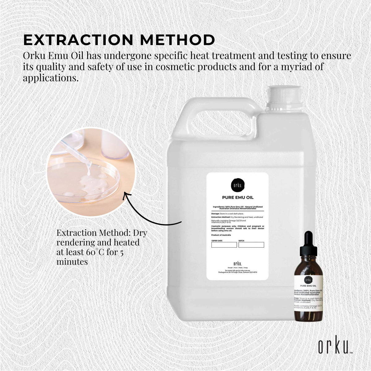 Orku 5L Pure Emu Oil + Bonus 25ml Bottle - Australian Dromaius Novaehollandiae