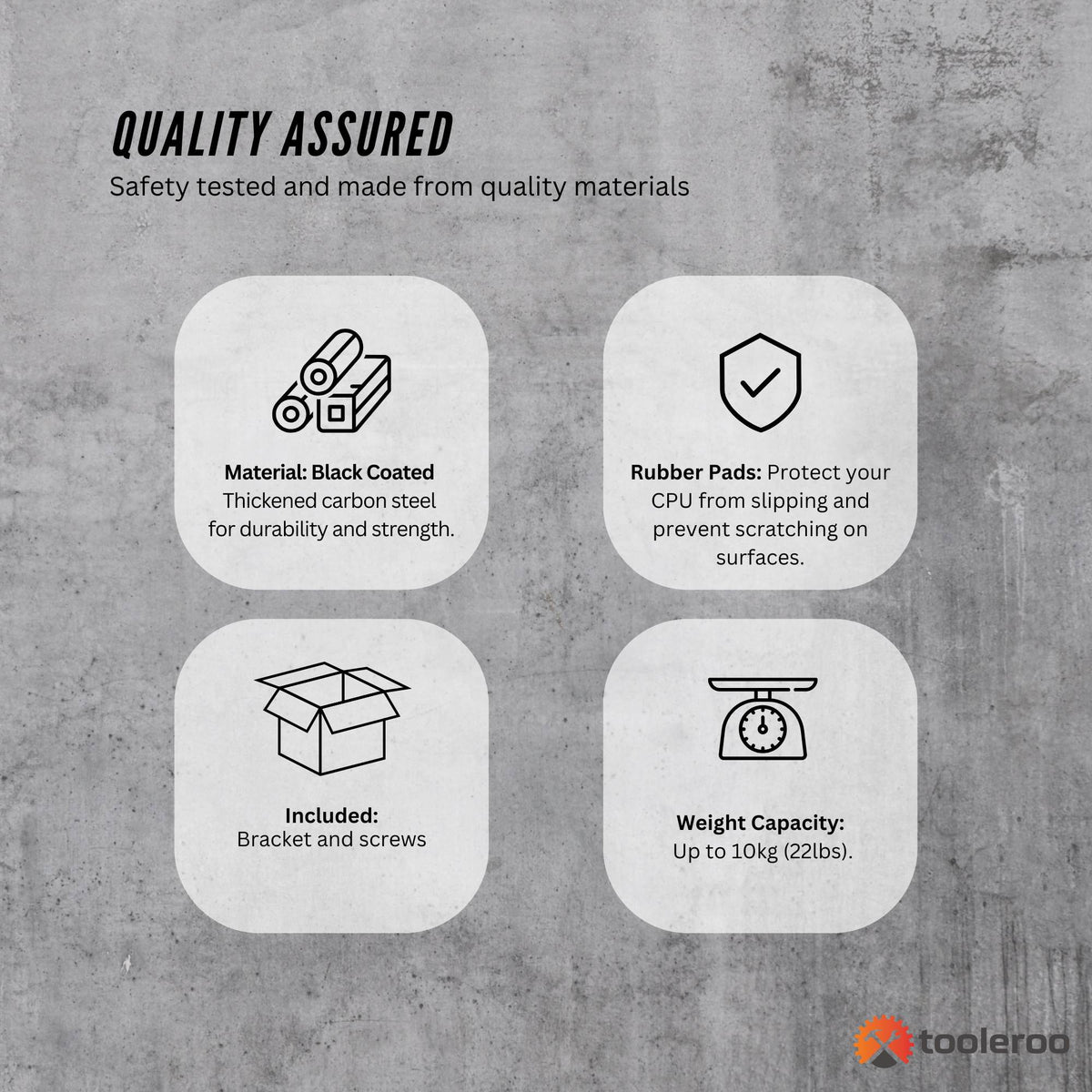 Tooleroo Under Desk CPU Holder PC Mount - Adjustable 360 Degree Rotation Rack