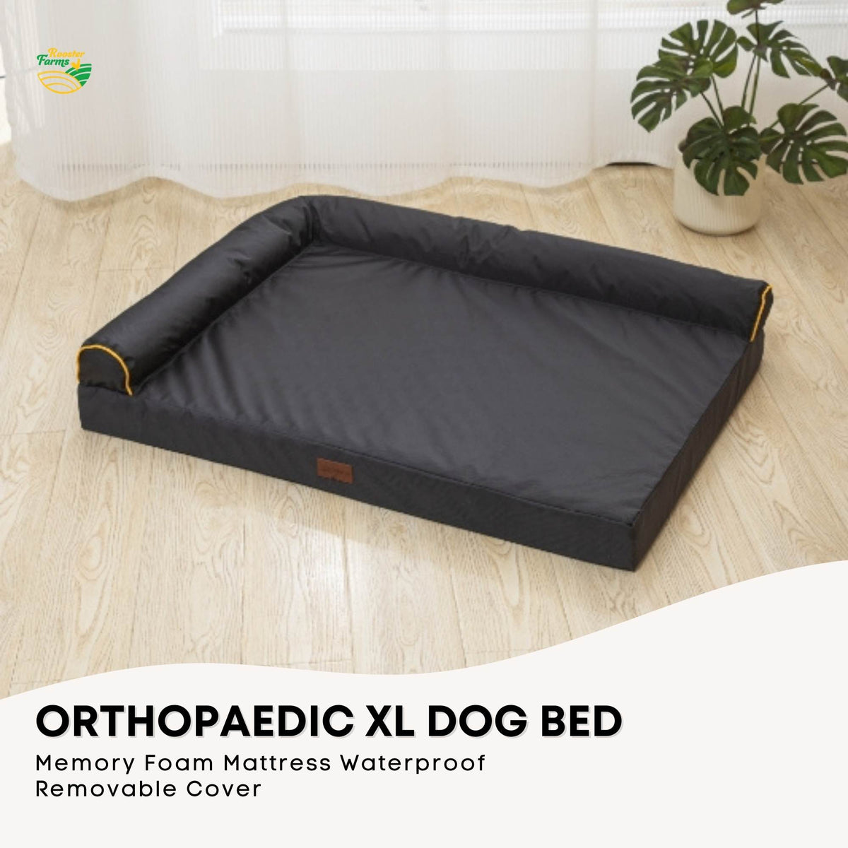 Orthopaedic Dog Bed XL Grey - Memory Foam Mattress Waterproof Removable Cover