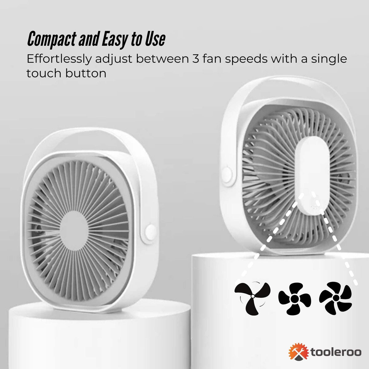 3-Speed USB 20cm Desktop Fan – Quiet Portable Lightweight Rechargeable Cooler