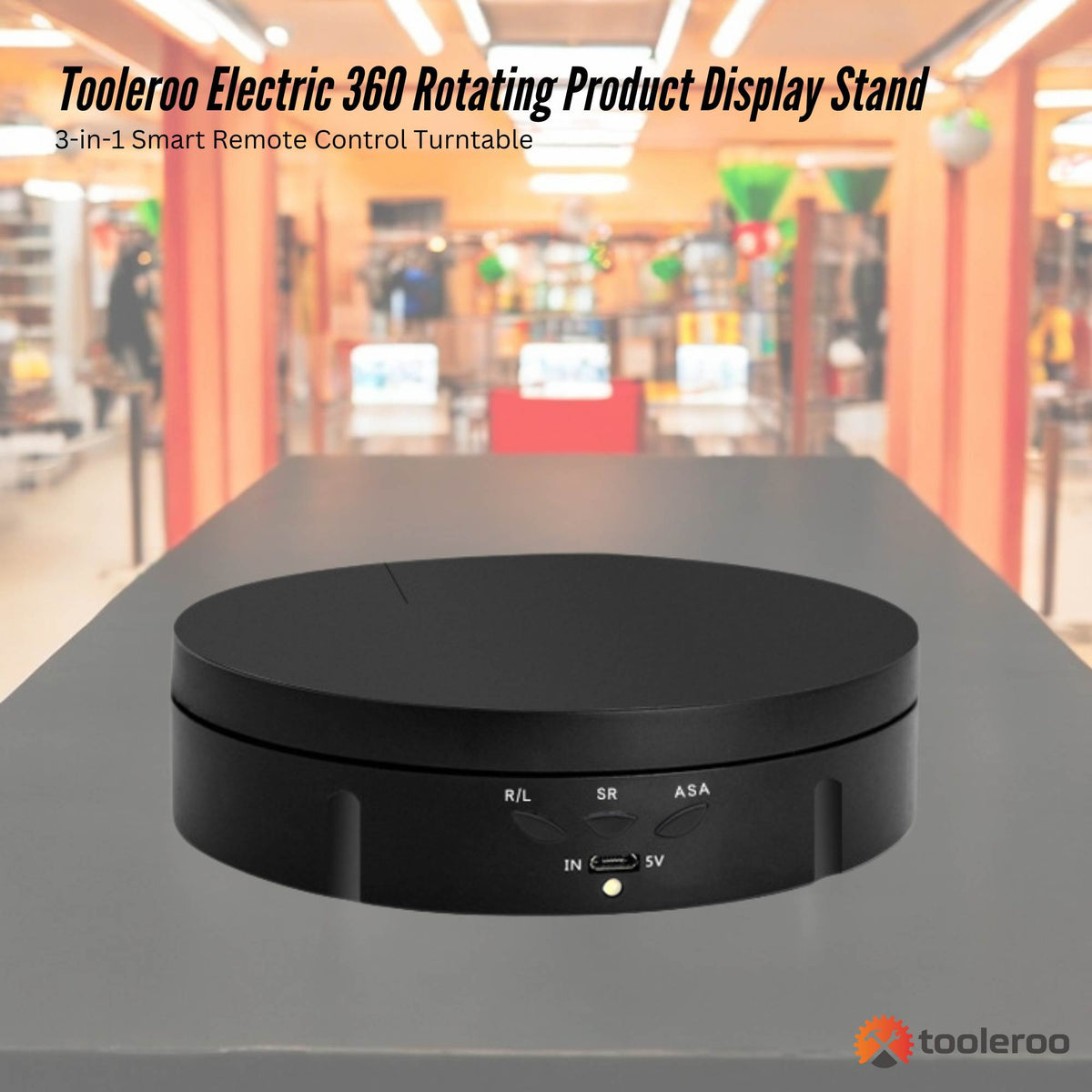 Tooleroo Electric 360 Rotating Product Display Stand Black for Merchandise Video
