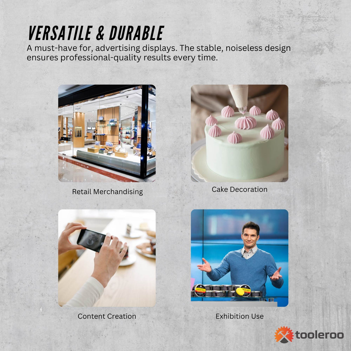 Tooleroo Electric 360 Rotating Product Display Stand Black for Merchandise Video