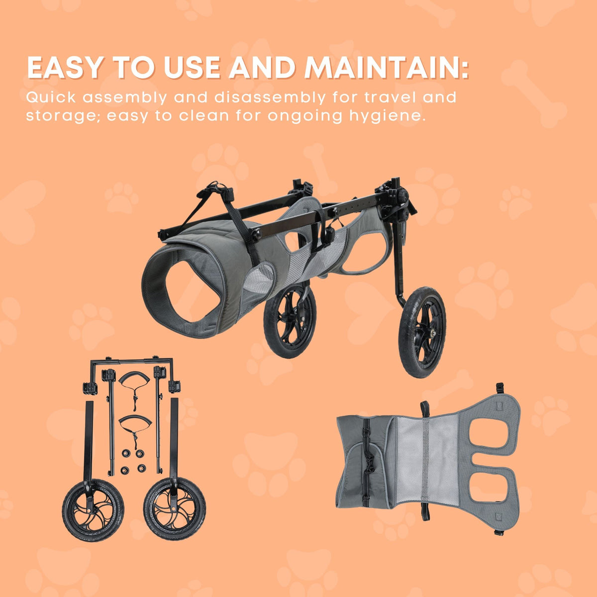 Rooster Farms Large Dog Wheelchair XL Harness - Adjustable Back Leg Aid