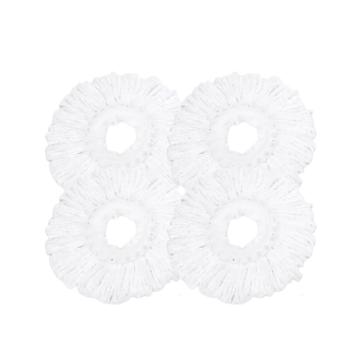 4x Kitchee Microfibre Mop Head Replacement for Kitchee Spin Mop - White Round