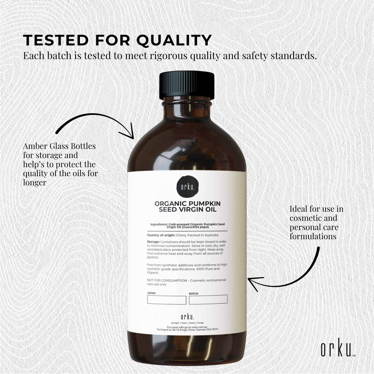 Orku 500ml Organic Pumpkin Seed Oil – Virgin Cold Pressed Unrefined Cosmetic Gr.