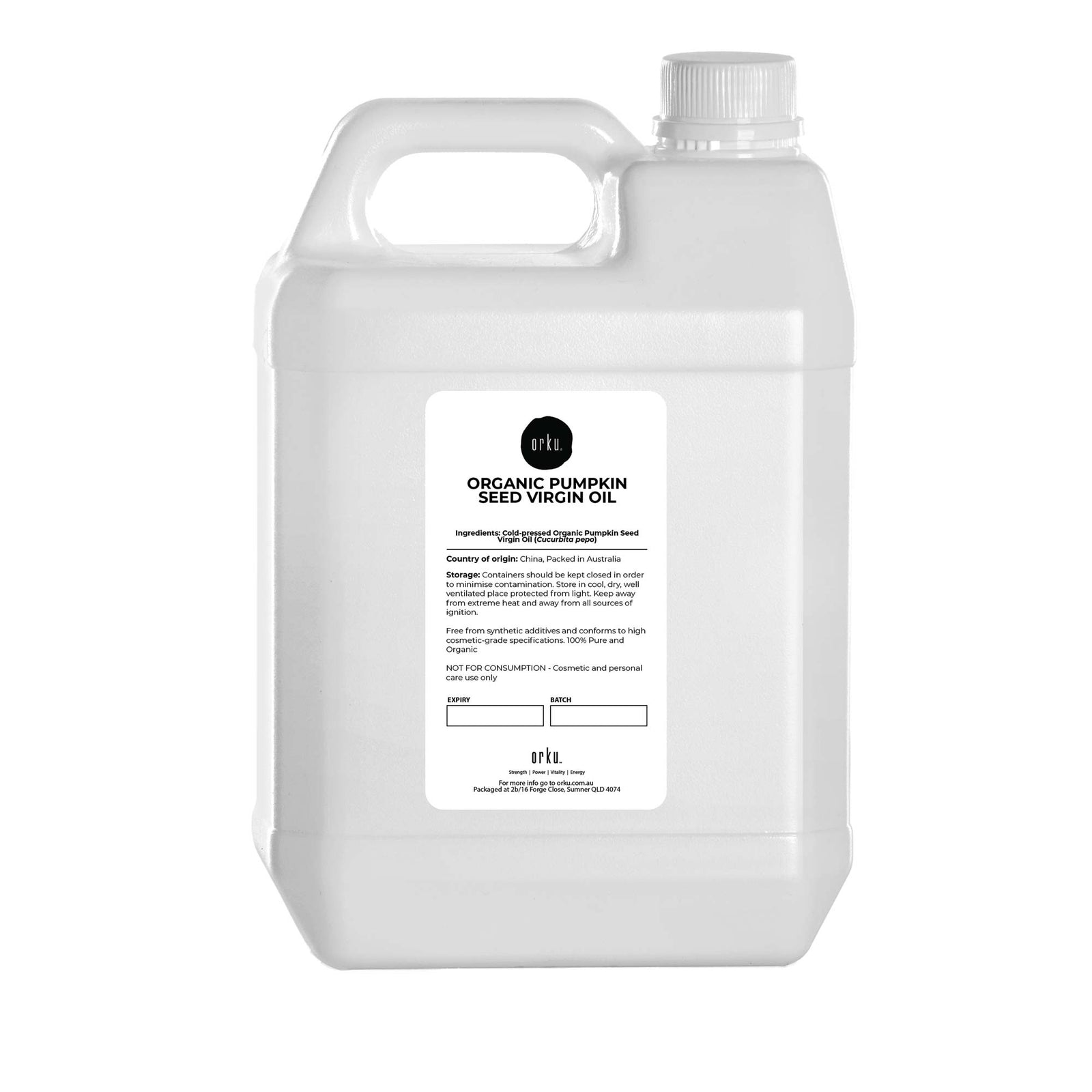 Orku 5L Organic Pumpkin Seed Oil – Virgin Cold Pressed Unrefined Cosmetic Gr.