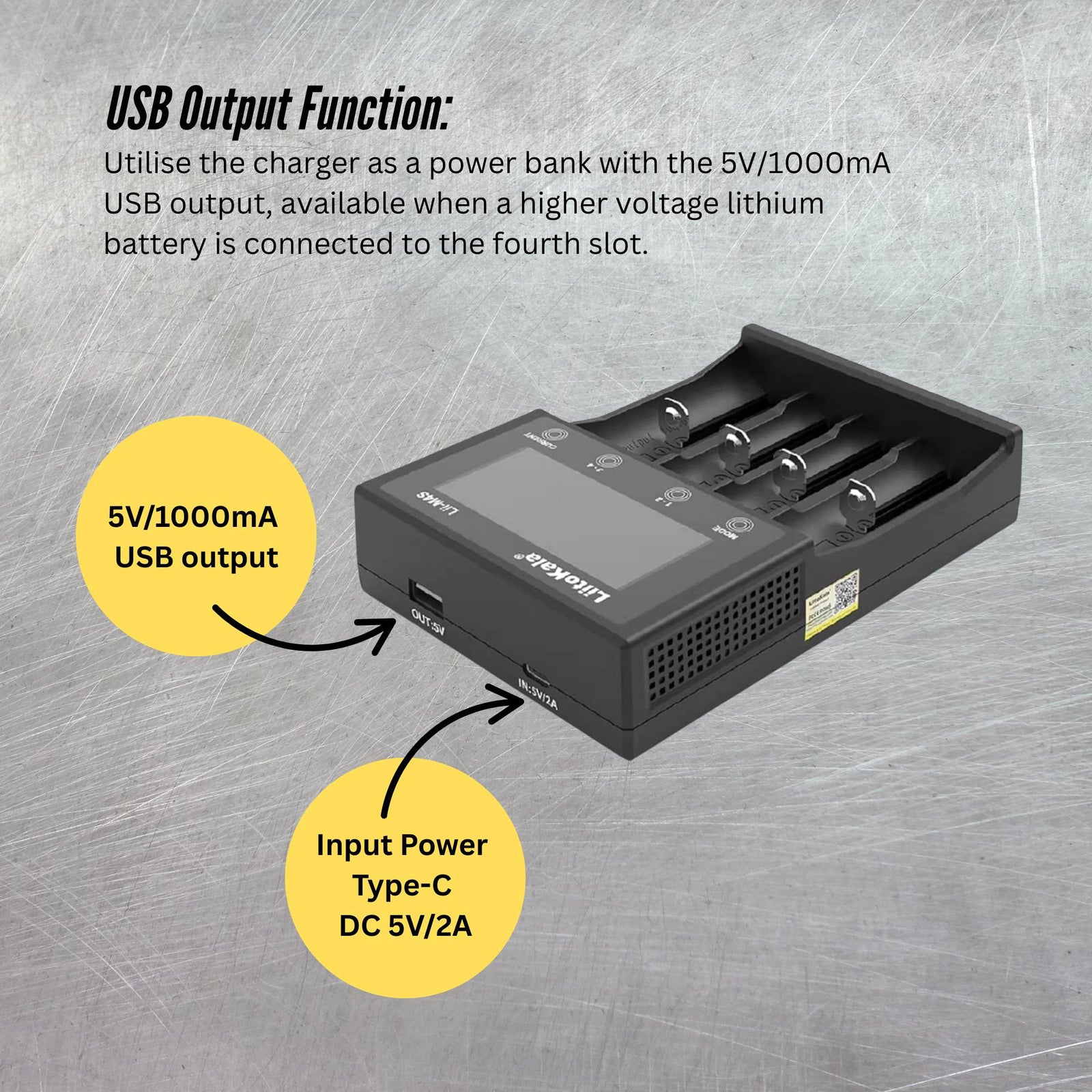 LiitoKala Lii-M4S Battery Charger LCD 4-Slot USB Li-ion NiMH Test Discharge Mode