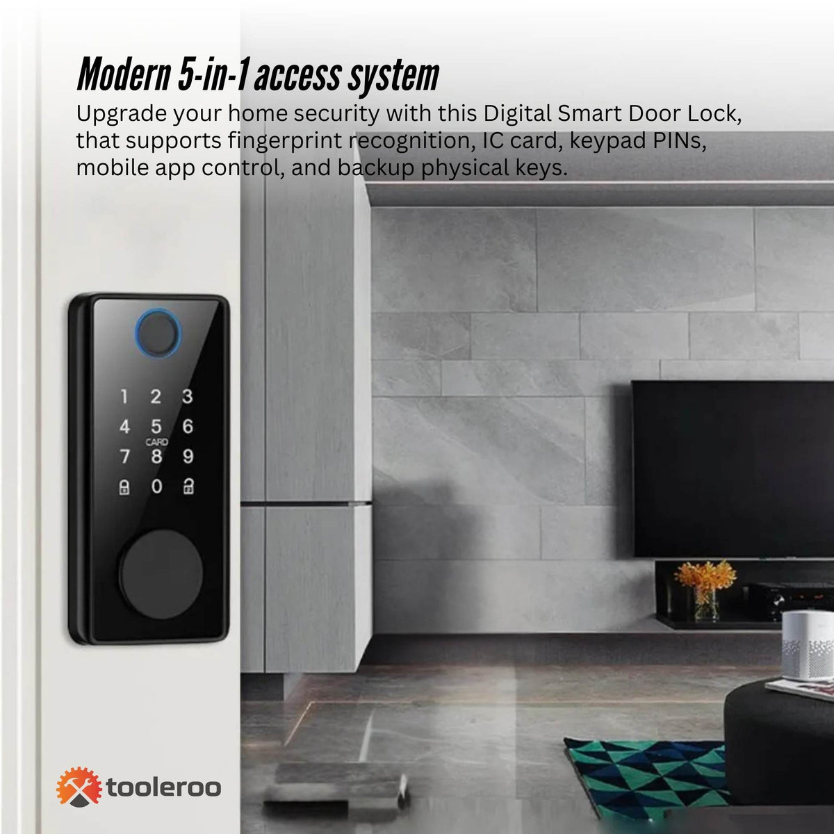 Tooleroo Digital Smart Door Lock Keypad - 5-in-1  Home Entry Security System