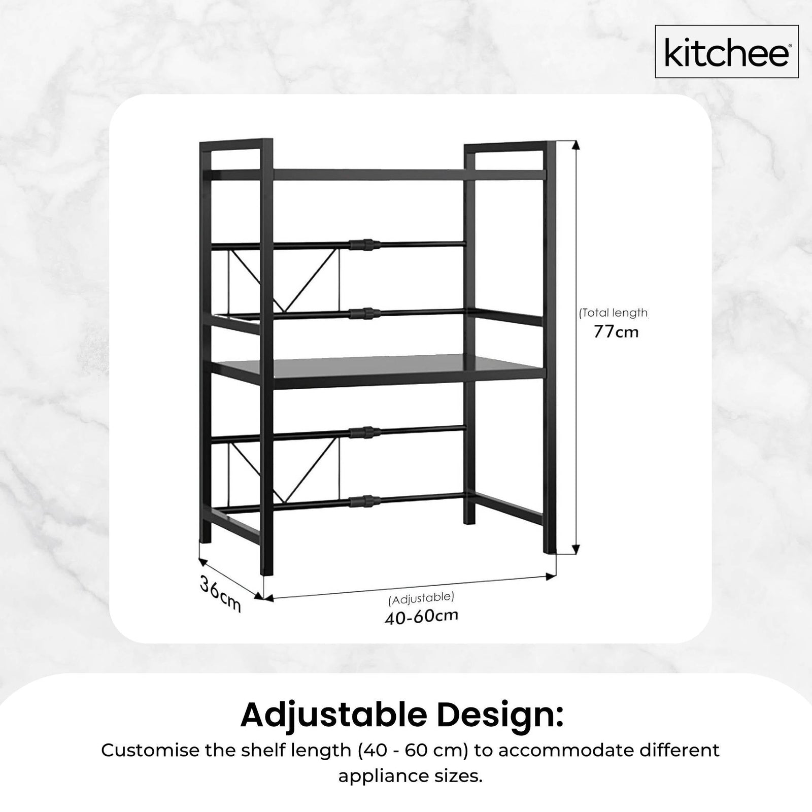 Kitchee Microwave Double Shelf - Expanding Storage Rack Kitchen Organiser Stand