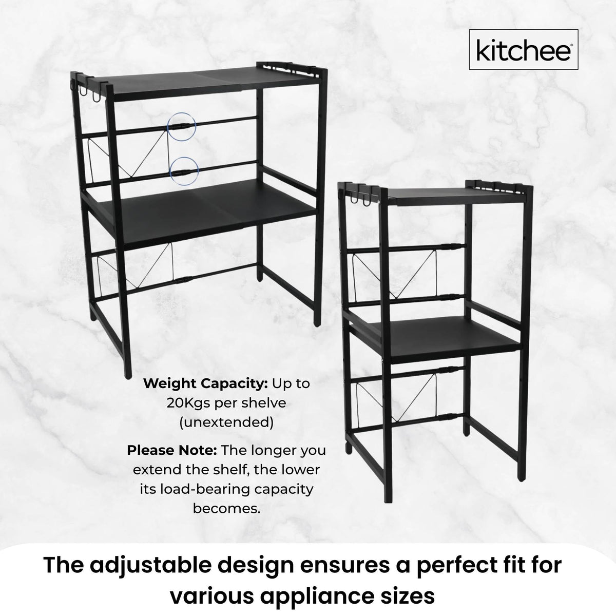 Kitchee Microwave Double Shelf - Expanding Storage Rack Kitchen Organiser Stand