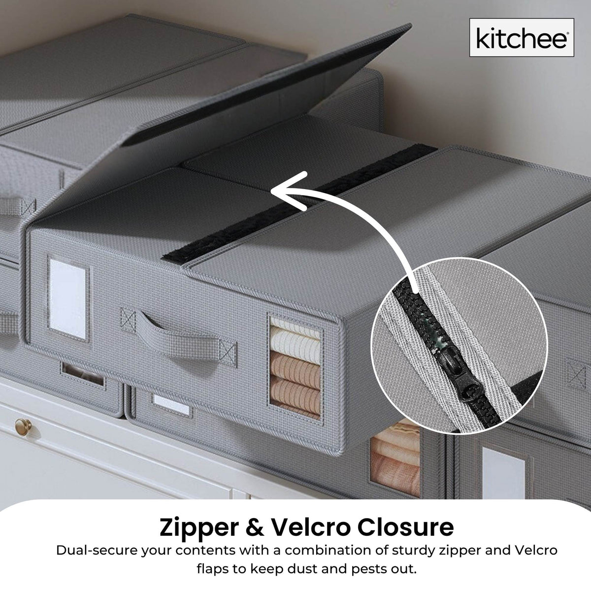 10x Kitchee Foldable Bed Sheet Storage Box – Linen & Closet Organiser Grey