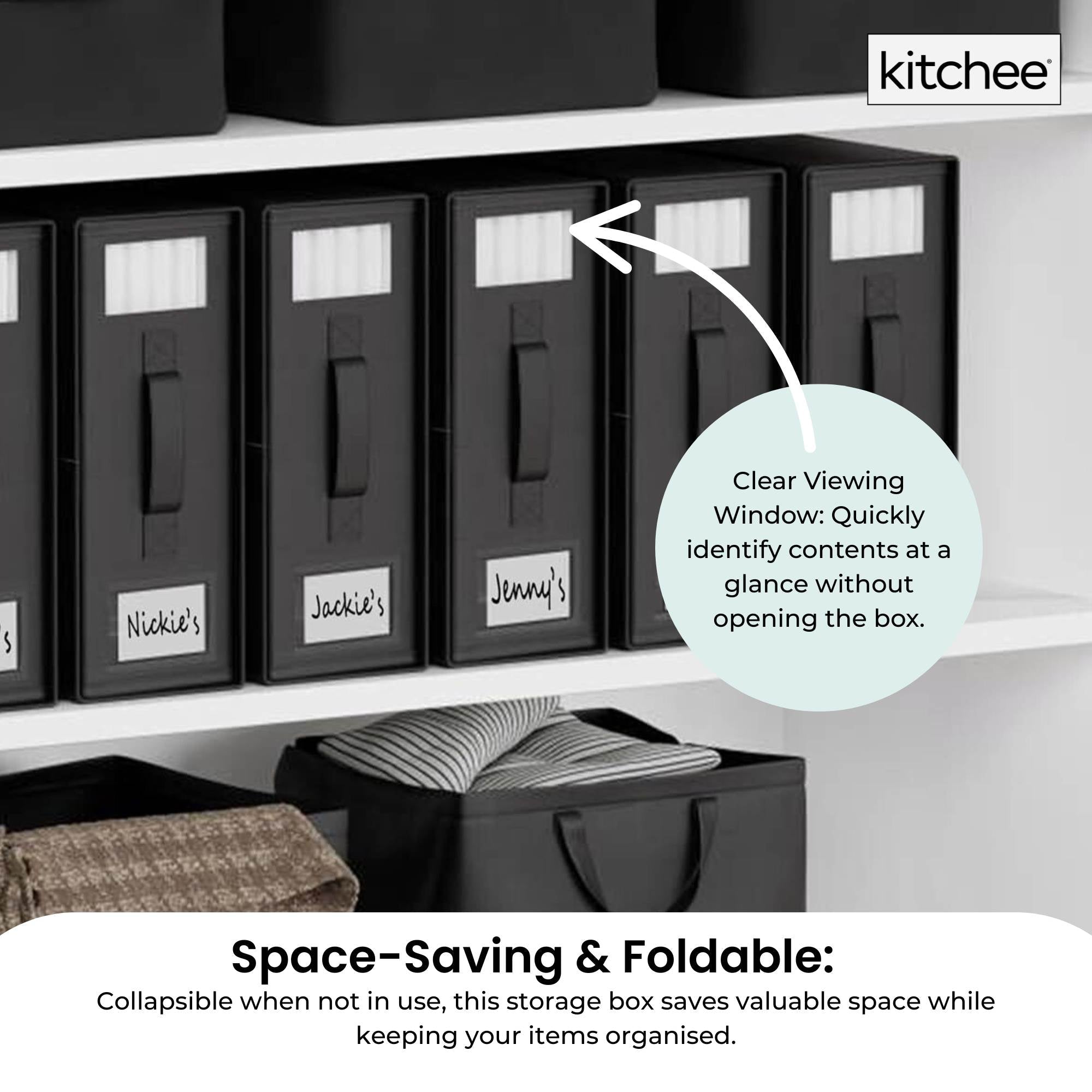 10x Kitchee Foldable Bed Sheet Storage Box – Linen & Closet Organiser Black