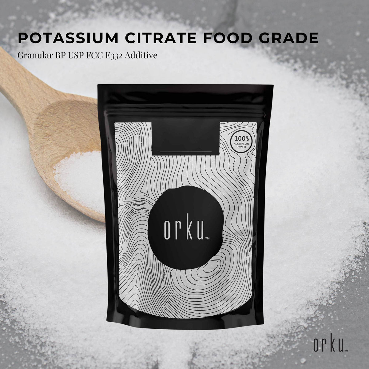 Orku 2Kg Potassium Citrate Food Grade - Granular BP USP FCC E332 Additive