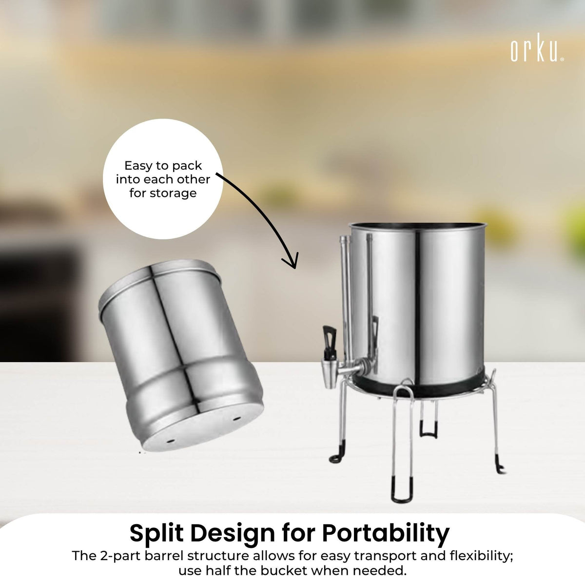 Orku 11L Gravity Benchtop Water Filter + Gauge-Stainless Steel Fluoride Removal