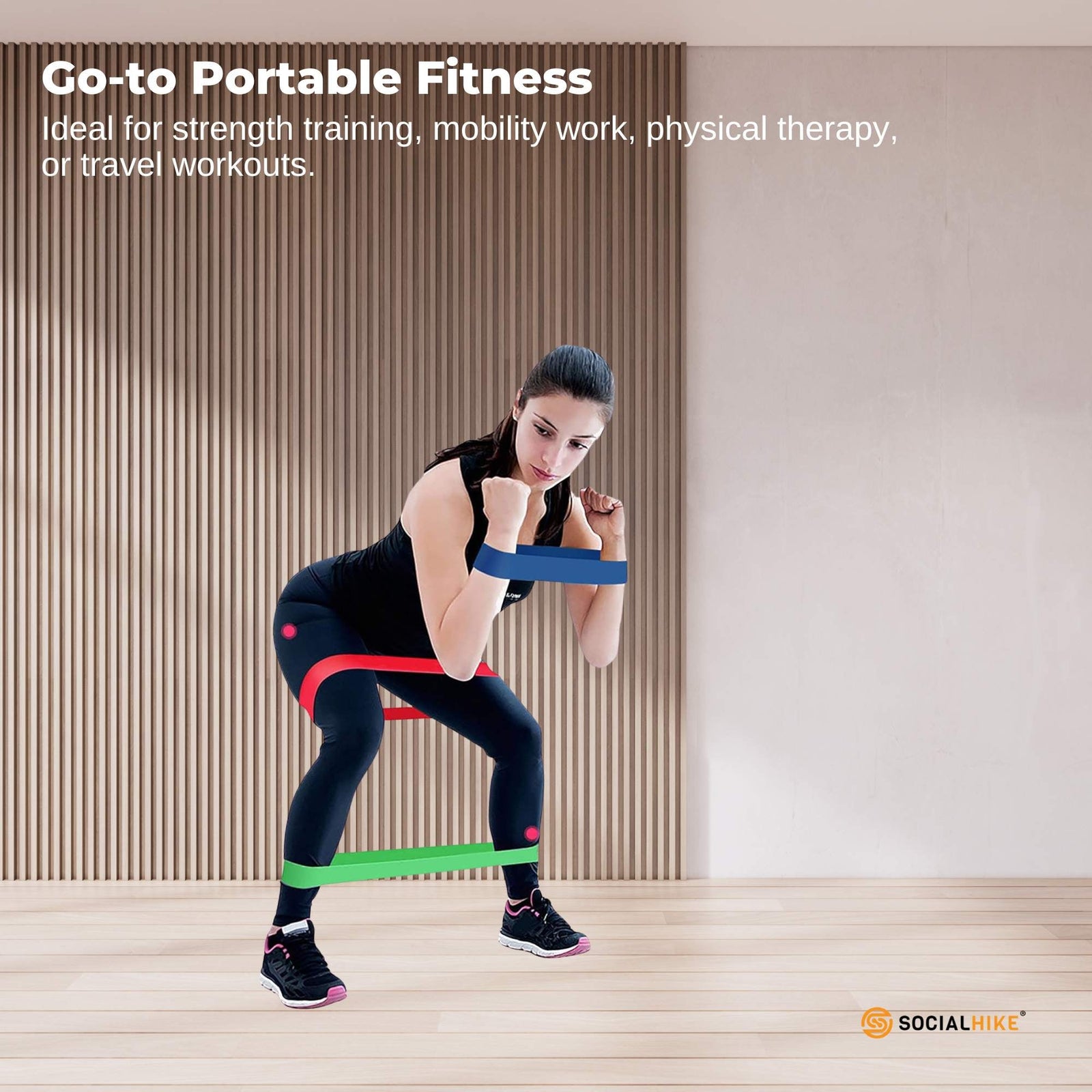 Social Hike Resistance Bands 5-Pack – Anti-Slip Latex Workout Loops 2.3–18.1kg