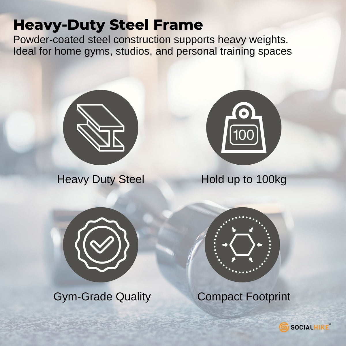 Social Hike Gym Equipment Storage Rack on Wheels - Dumbbells Weights Organiser