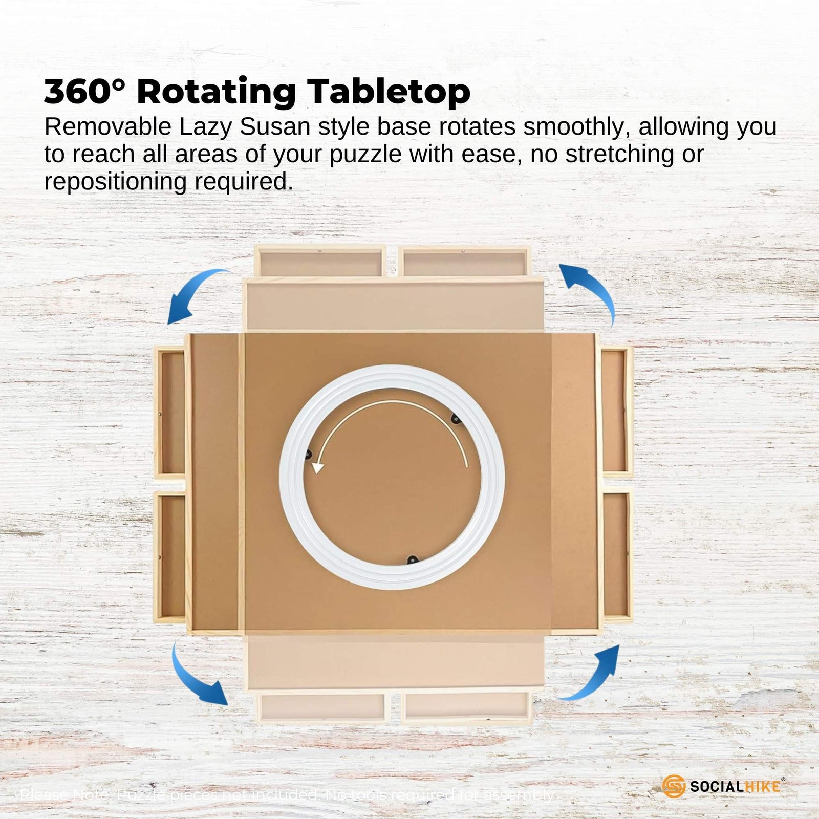 Social Hike 1500pcs Puzzle Board 4 Drawer with Cover - Wooden Rotating Tabletop
