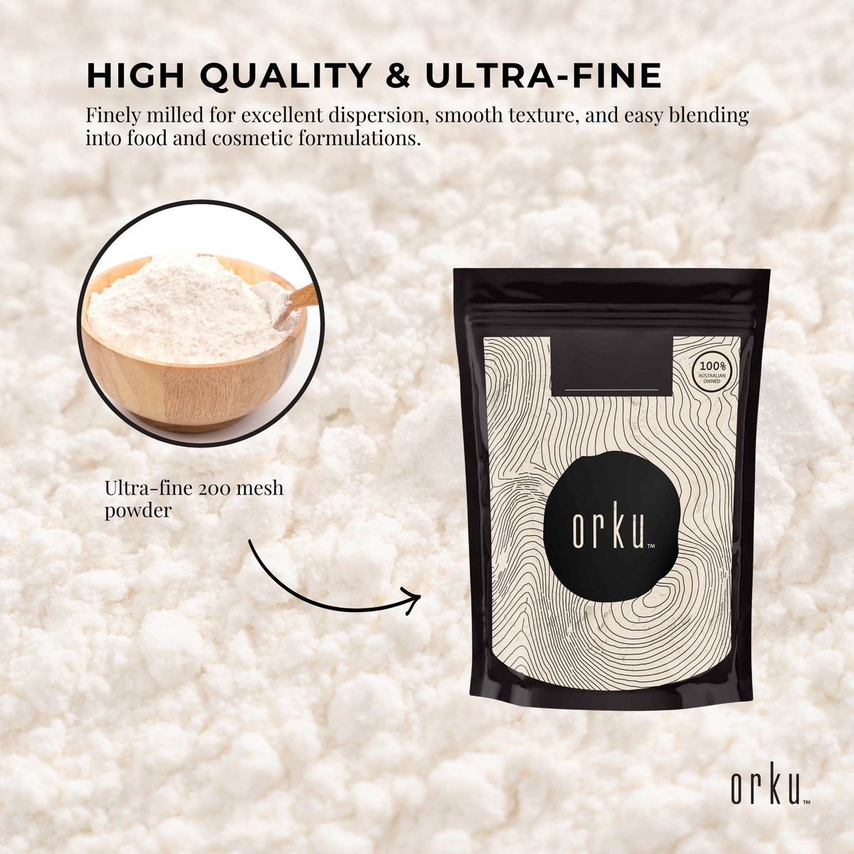 Orku 1Kg Xanthan Gum Thickener Pure Fine Powder 200 Mesh FCC E415 Food Additive