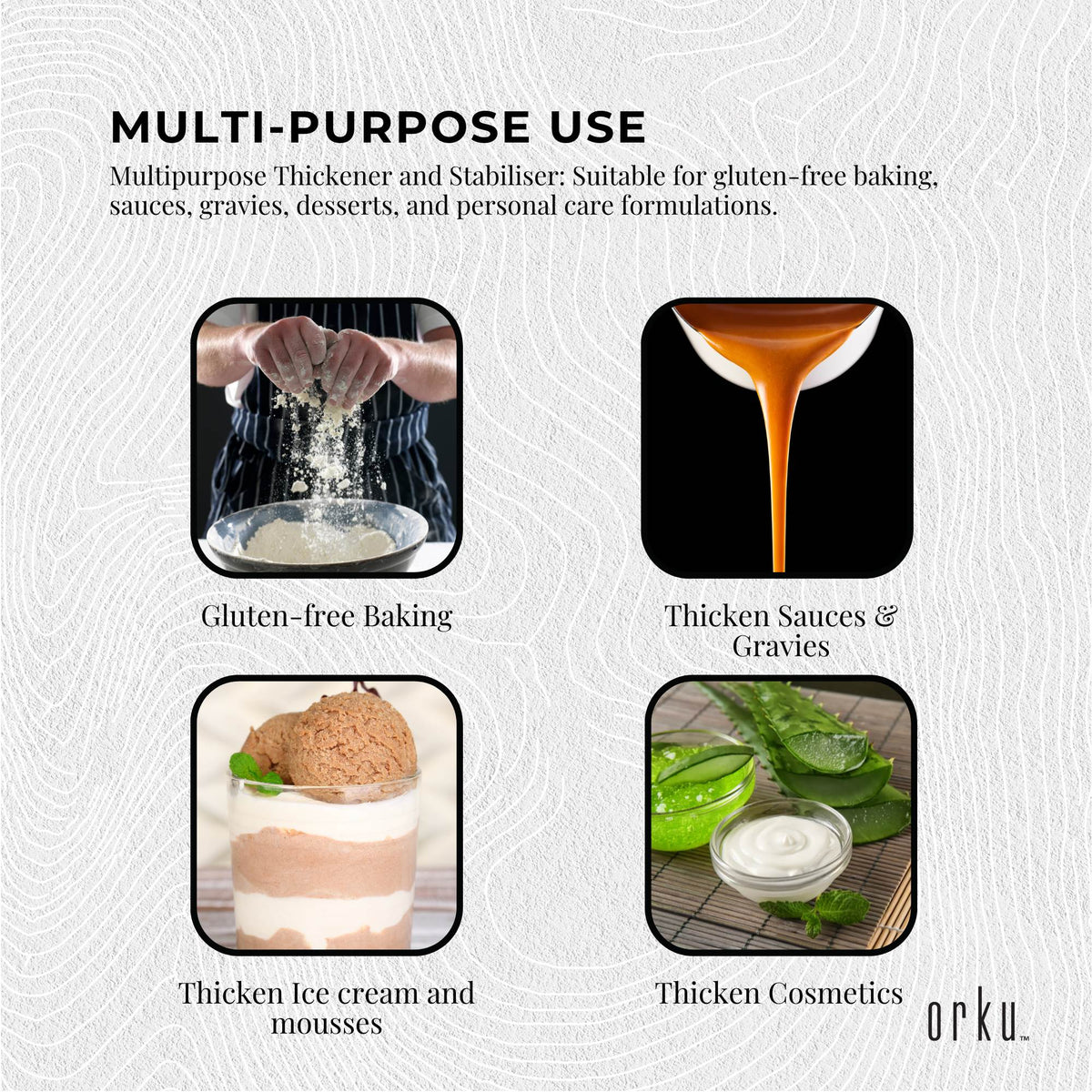 Orku 1Kg Xanthan Gum Thickener Pure Fine Powder 200 Mesh FCC E415 Food Additive