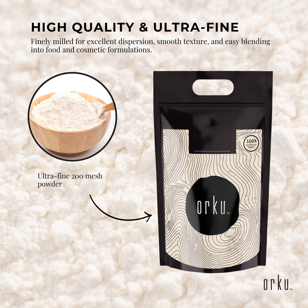 Orku 5Kg Xanthan Gum Thickener Pure Fine Powder 200 Mesh FCC E415 Food Additive
