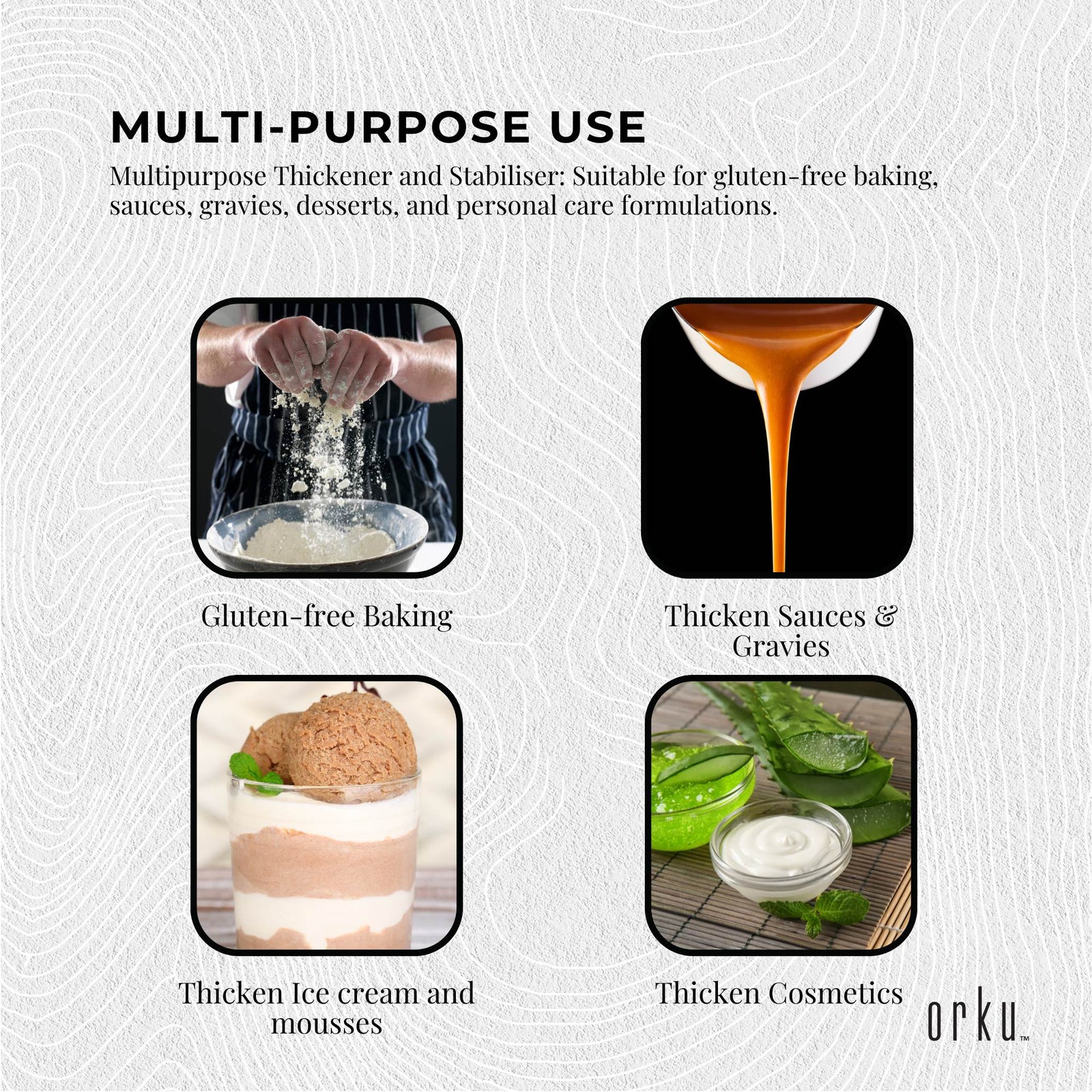 Orku 5Kg Xanthan Gum Thickener Pure Fine Powder 200 Mesh FCC E415 Food Additive