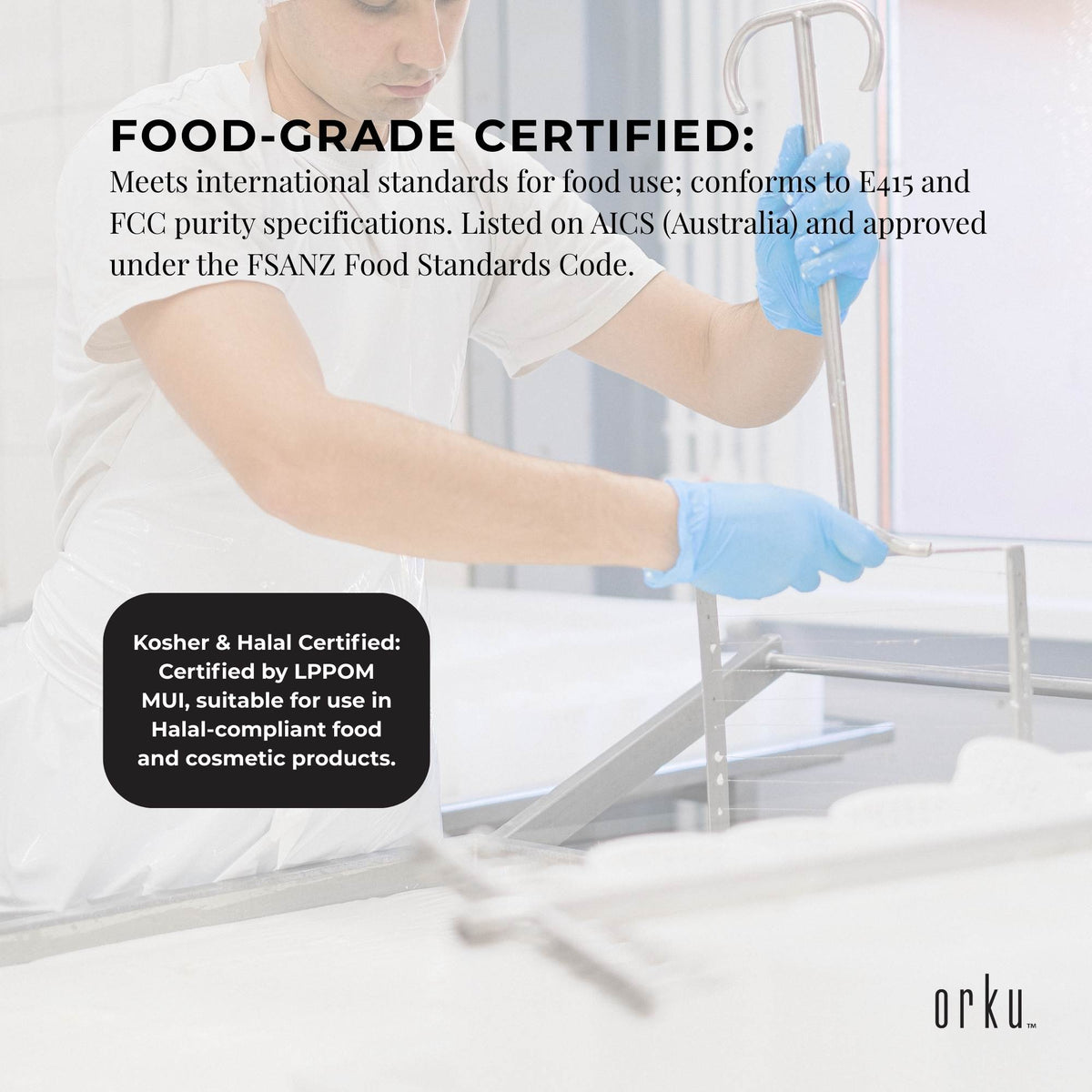 Orku 5Kg Xanthan Gum Thickener Pure Fine Powder 200 Mesh FCC E415 Food Additive