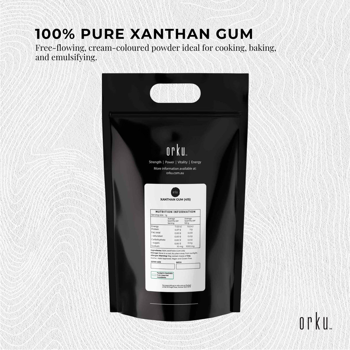 Orku 10Kg Xanthan Gum Thickener Pure Fine Powder 200 Mesh FCC E415 Food Additive