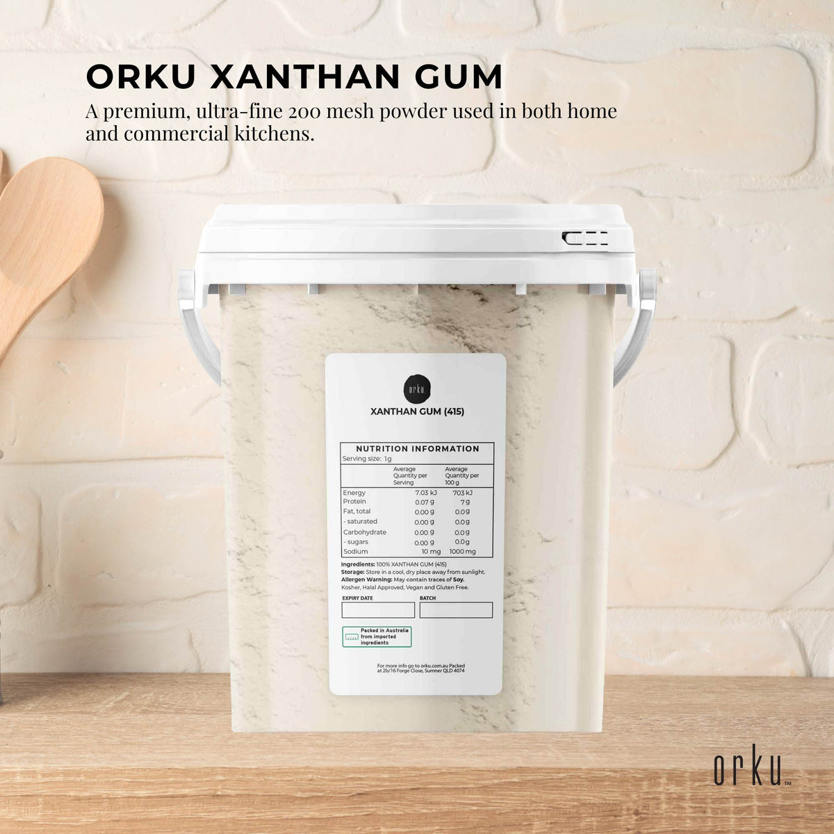 Orku 600g Xanthan Gum Thickener Pure Powder 200 Mesh FCC E415 Food Additive TUB