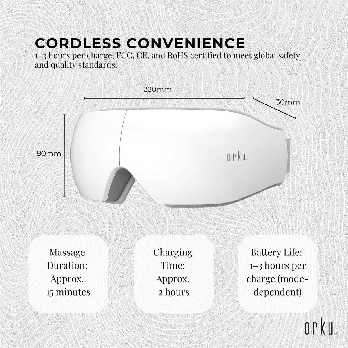 Orku Rechargeable Eye Massager – Vibration Heat Pressure Therapy with Bluetooth