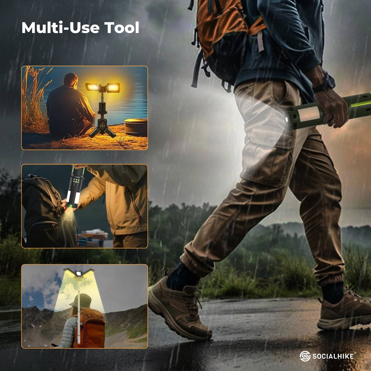 Social Hike Rechargeable Telescopic Camping Light - Outdoor LED 20W Lantern